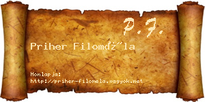 Priher Filoméla névjegykártya